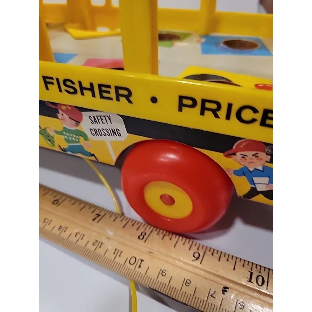 Vtg Fisher Price School Bus Little People Wood 192 1965 Original Issue